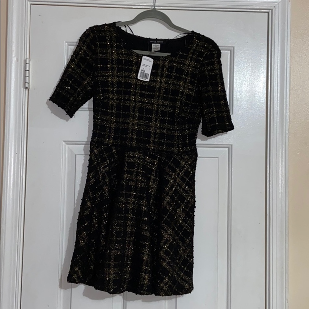 Black and Gold Sequined Dress